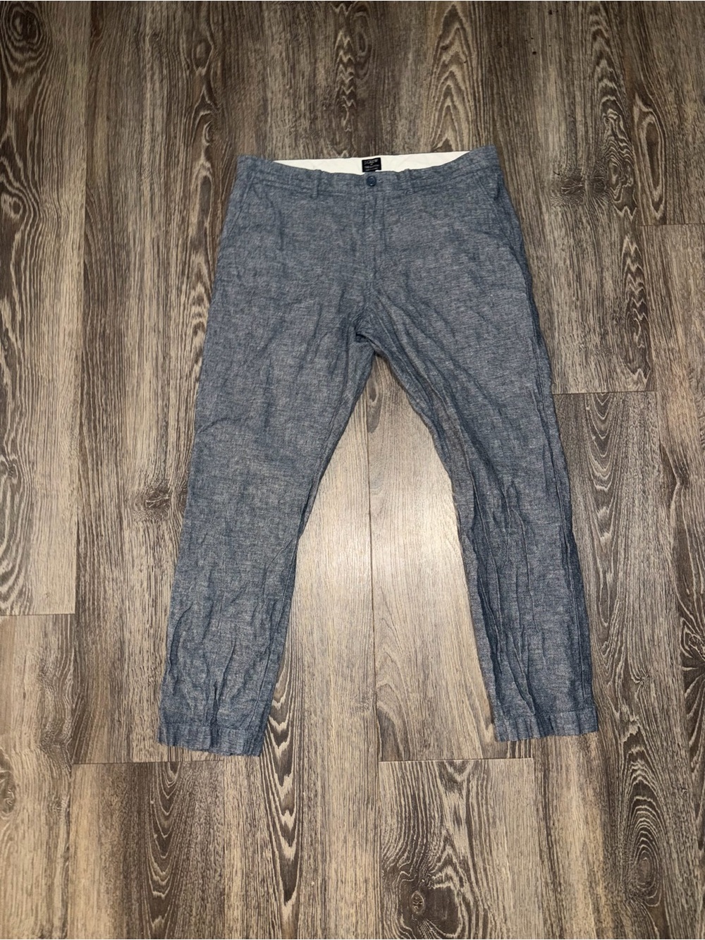 J.Crew The Sutton Pants Blue Heathered Linen Chinos Size 36x32